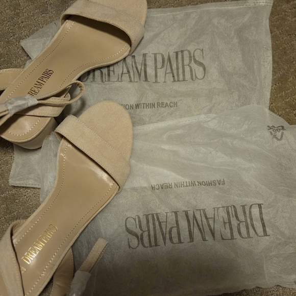 Dream Pairs Cream Heels Slingback Open Toe - Picture 7 of 7